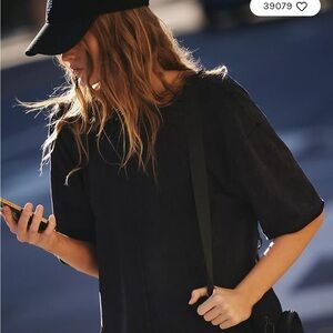 Free People Black Hot Shot Tee Romper